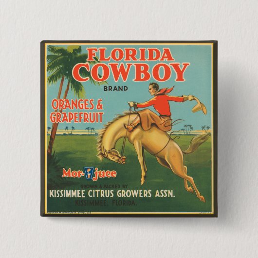 Florida Cowboy Vierkante Button 5,1 Cm (Voorkant)