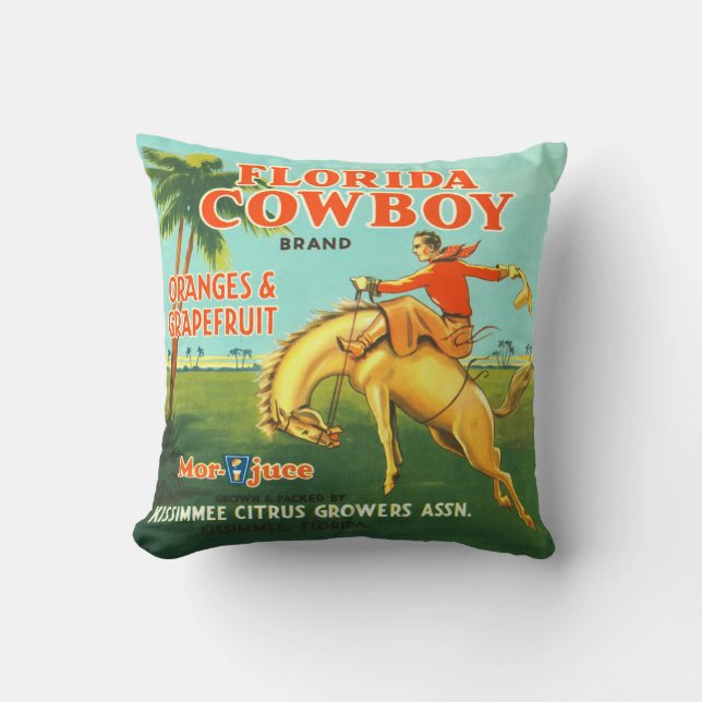 Florida Cowboy vintage citruscrate label Kussen (Voorkant)