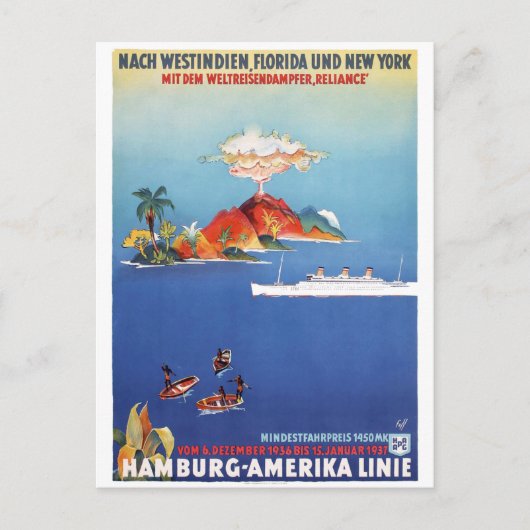 Florida Cruises Rested German Vintage Poster Briefkaart (Voorkant)