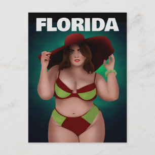 FLORIDA CURVY BBW ART WOMAN BIKINI GIRL BRIEFKAART