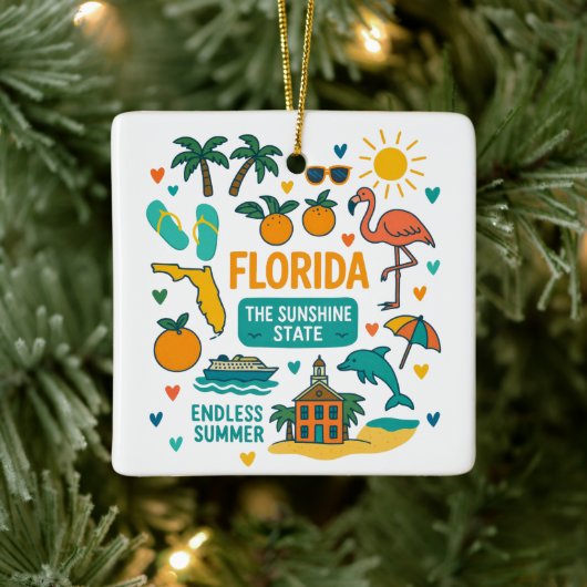 Florida Custom USA Familiereis Keepsake Kerstmis Keramisch Ornament (Boom)