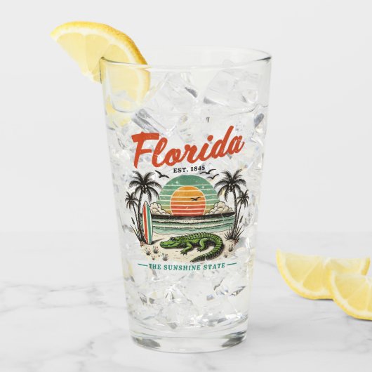 Florida, de Sunshine State - Sunset Beach Scene Glas (Voorkant ijs)