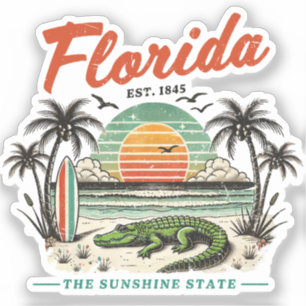 Florida, de Sunshine State - Sunset Beach Scene Sticker
