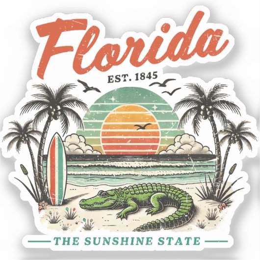 Florida, de Sunshine State - Sunset Beach Scene Sticker (Voorkant)