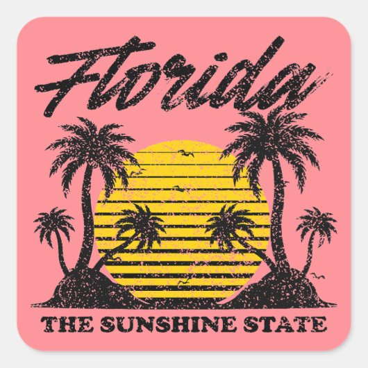 Florida De Sunshine State Vierkante Sticker (Voorkant)