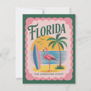 Florida De Zonneschijn Staat Vintage Flamingo Stra Briefkaart
