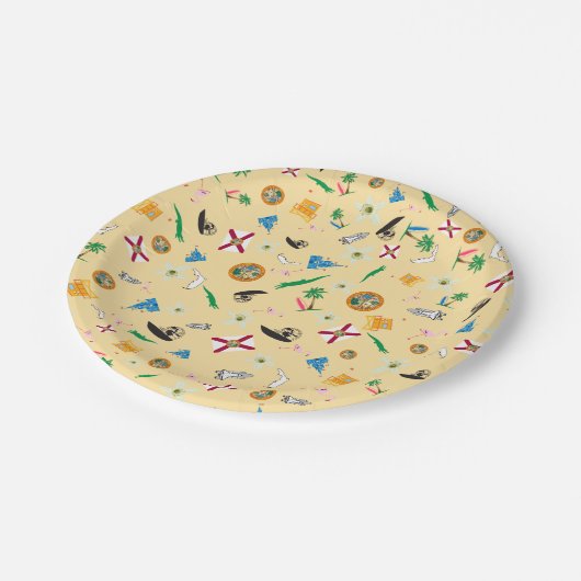 Florida de zonneschijnse staat beroemde objecten papieren bordje (Gekanteld)