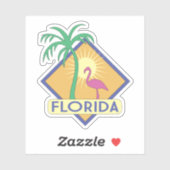 Florida Deco Style Flamingo Palmboom Sticker (Vel)
