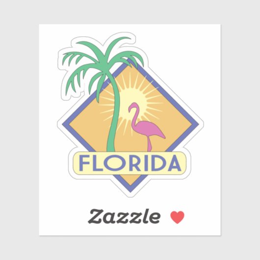  Florida Deco Style Flamingo Palmboom Sticker (Vel)