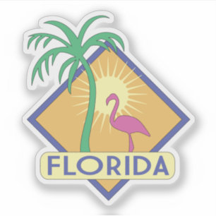 Florida Deco Style Flamingo Palmboom Sticker