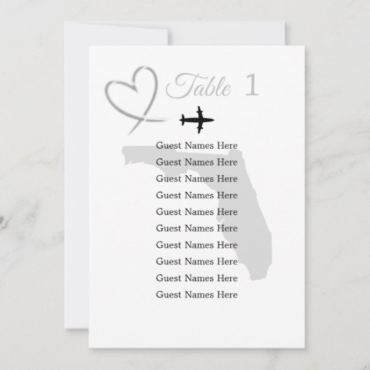 Florida Destination Trouwtafel Plan Kaart (Voorkant)