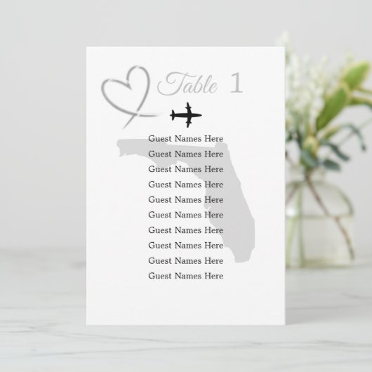 Florida Destination Trouwtafel Plan Kaart (Staand voorkant)