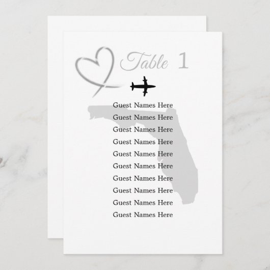 Florida Destination Trouwtafel Plan Kaart (Voorkant / Achterkant)