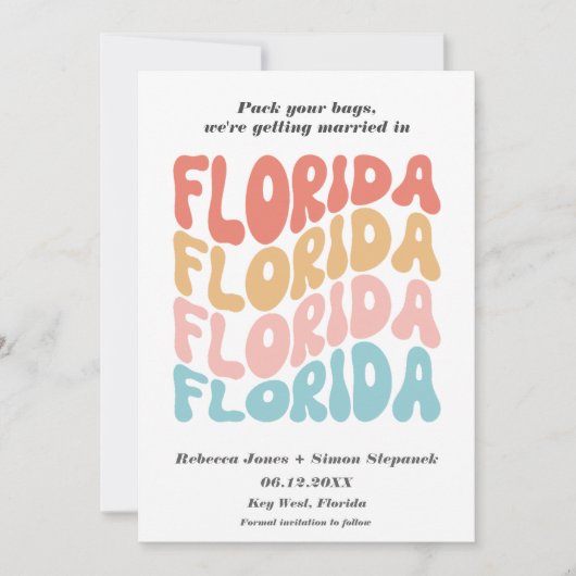 Florida Destination Wedding Photo Save the Date (Voorkant)