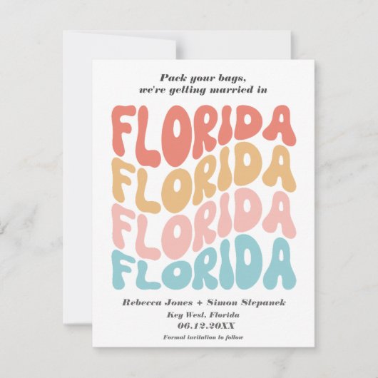 Florida Destination Wedding Save the Date Aankondiging (Voorkant)