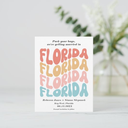 Florida Destination Wedding Save the Date Aankondiging (Staand voorkant)