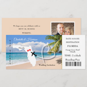 Florida Destination Wedding Ticket Boarding Pass Kaart