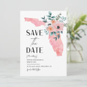 Florida Destination Wedding Waterverf Floral Save The Date (Staand voorkant)