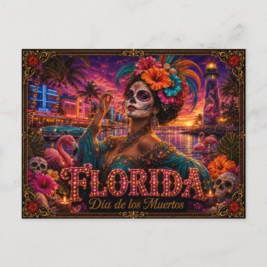 Florida Día de los Muertos Retro Briefkaart (Voorkant)