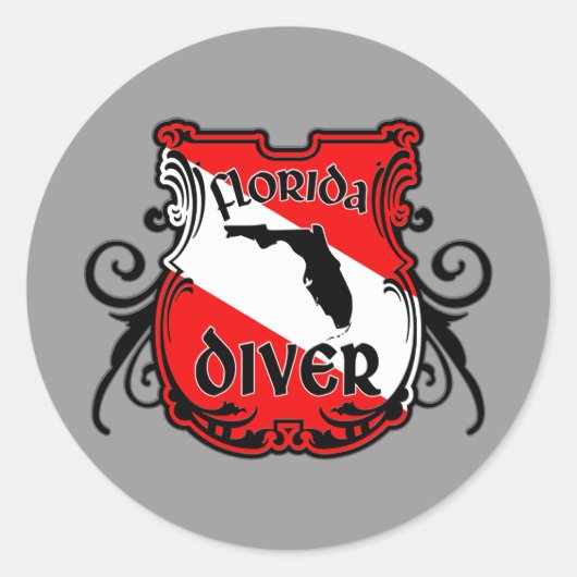Florida Diver Ronde Sticker (Voorkant)