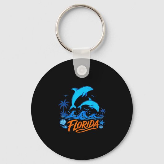 Florida dolfijnen speelse oceaangolven ontwerp sleutelhanger (Voorkant)