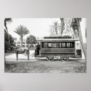 Florida East Coast Trolley, 1905. Oude foto Poster