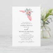 Florida. Elegante roze bloem. Aquarel Bloemen Kaart (Staand voorkant)