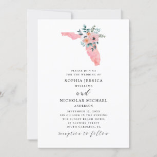 Florida. Elegante roze bloem. Aquarel Bloemen Kaart