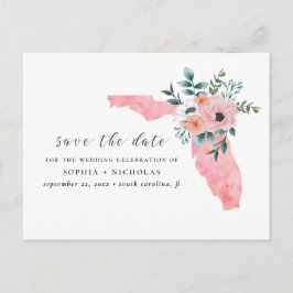 Florida. Elegante roze bloem. Bloemstuk save the d Aankondigingskaart