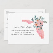 Florida. Elegante roze bloem. Floral bewaar de dat Aankondigingskaart (Voorkant / Achterkant)