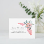 Florida. Elegante roze bloem. Floral bewaar de dat Aankondigingskaart (Staand voorkant)