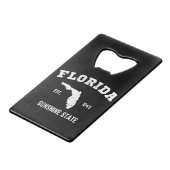 Florida Est 1845 Sunshine State Creditkaart Flessenopener (Voorkant Gekanteld)