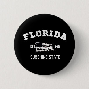 Florida Est, 1845 Sunshine State Ronde Button 5,7 Cm