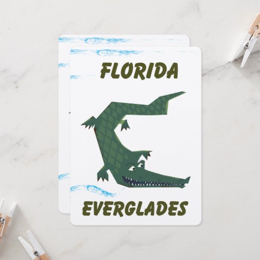 Florida Everglades Alligator vakantie kunst. (Voorkant / Achterkant in situ)