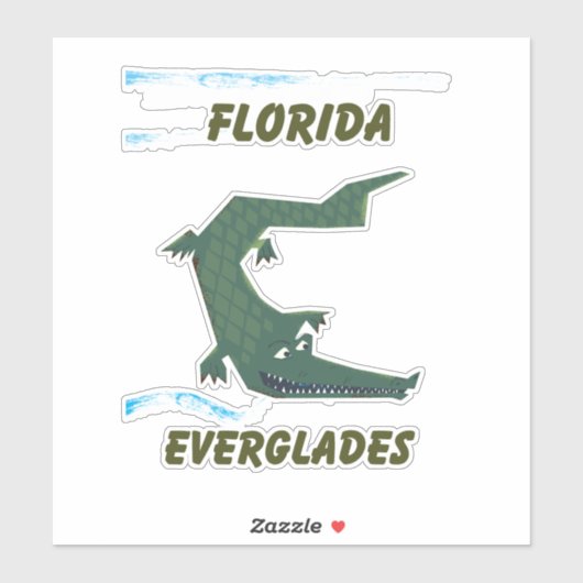 Florida Everglades Alligator vakantie kunst. Sticker (Vel)