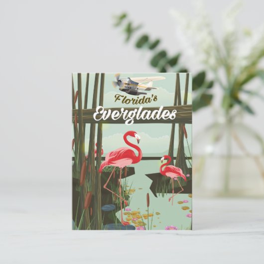 Florida Everglades cartoon reisposter Briefkaart (Staand voorkant)