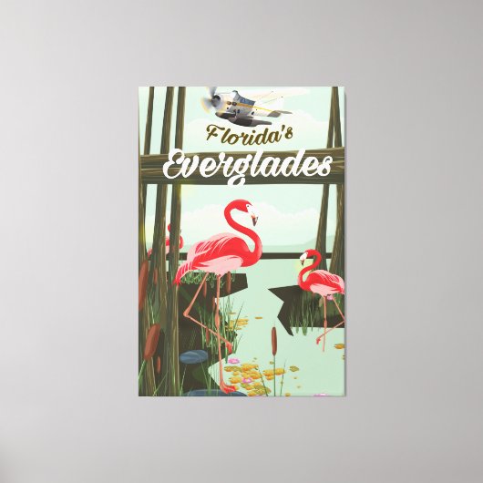 Florida Everglades cartoon reisposter Canvas Afdruk (Voorkant)