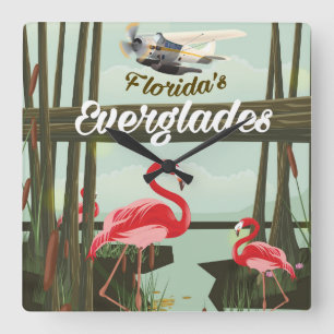 Florida Everglades cartoon reisposter Vierkante Klok