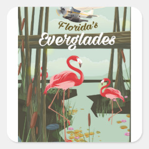 Florida Everglades cartooneske reisposter Vierkante Sticker