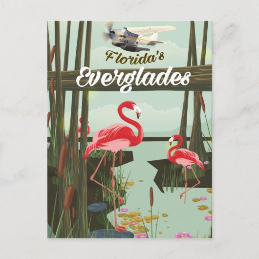 Florida Everglades cartoons reisposter Briefkaart (Voorkant)