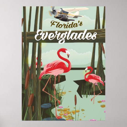 Florida Everglades cartoons reisposter Poster (Voorkant)