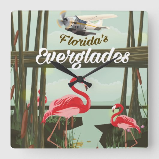 Florida Everglades cartoonsfolder poster Vierkante Klok (Voorkant)