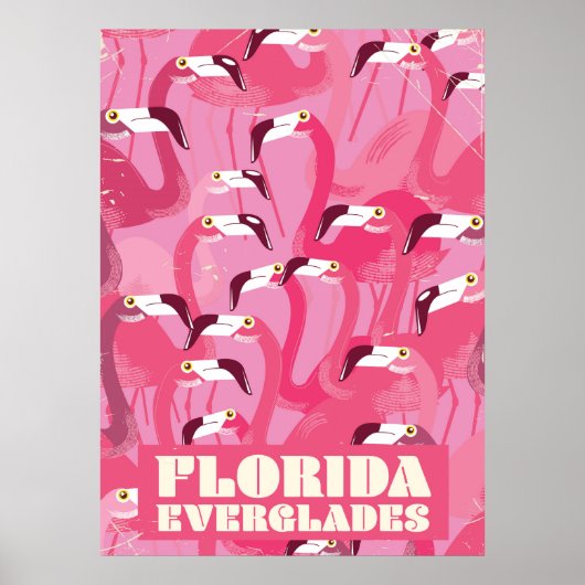 Florida Everglades Flamingo vintage reisposter Poster (Voorkant)