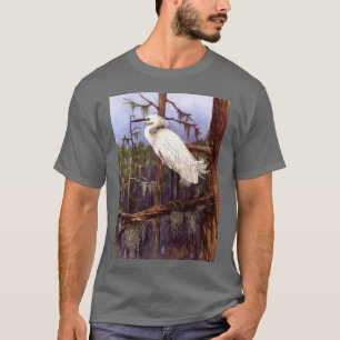 FLORIDA EVERGLADES HERON PAINTING T-SHIRT