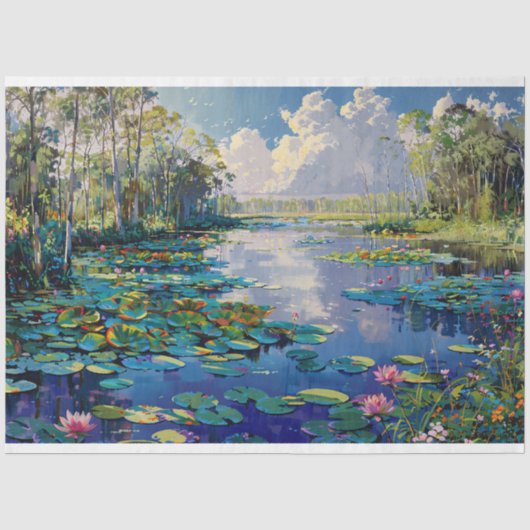 Florida Everglades Rivier Waterlelies Decoupage Tissuepapier (Voorkant)