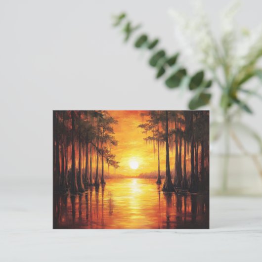 Florida Everglades Sunset Landscape Painting Briefkaart (Staand voorkant)