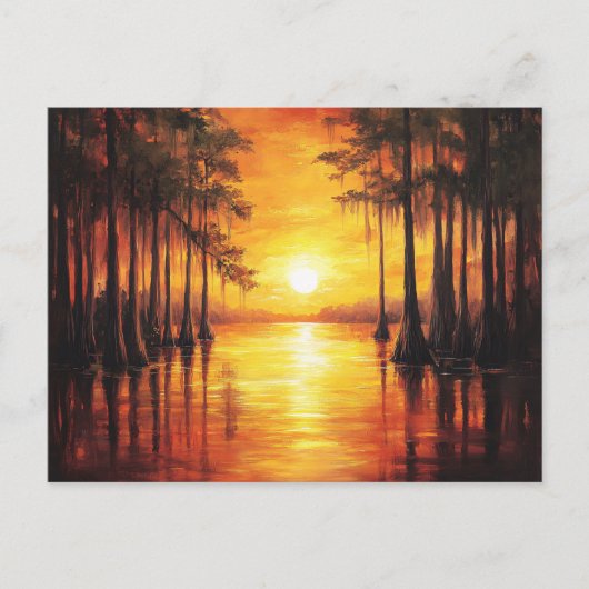 Florida Everglades Sunset Landscape Painting Briefkaart (Voorkant)