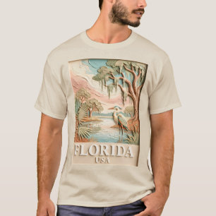 Florida Everglades Wilde Dieren Voge Structuur Lan T-shirt