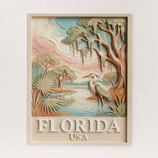 Florida Everglades Wilde Dieren Vogel Textuur Land Legpuzzel (Verticaal)