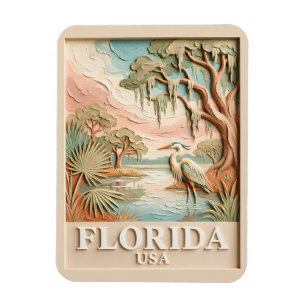 Florida Everglades Wilde Dieren Vogel Textuur Land Magneet